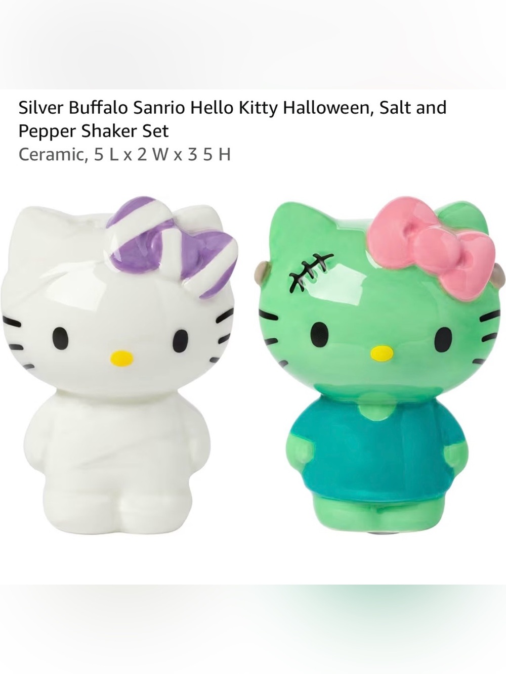 Sanrio Hello Kitty Halloween Salt & Pepper Shaker Set - White & Green